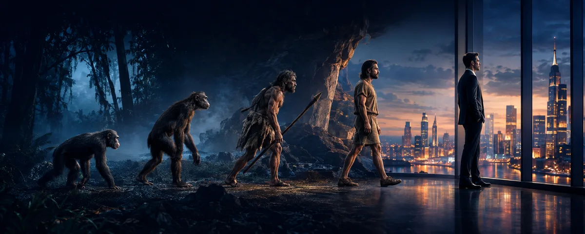 Evolución humana desde el simio hasta el profesional moderno